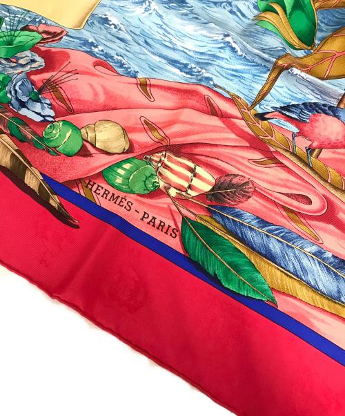 HERMES（エルメス）HERMES (エルメス) Christophe Colomb decouvreシルクスカーフ レッドの古着・服飾アイテム