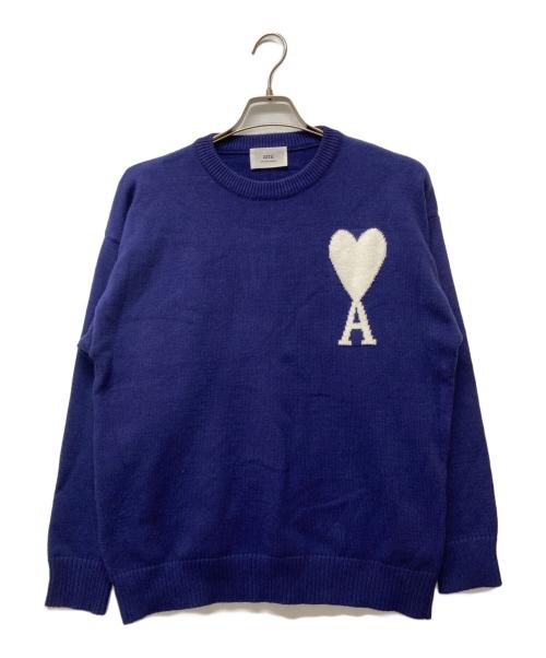 AMI Alexandre Mattiussi（アミアレクサンドルマテュッシ）AMI Alexandre Mattiussi (アミアレクサンドルマテュッシ) ロゴクルーネックセーター ブルー サイズ:Mの古着・服飾アイテム