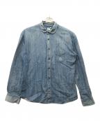 45Rフォーティファイブ・アール）の古着「ラウンドカラーコットンリネンデニムシャツ」｜インディゴ