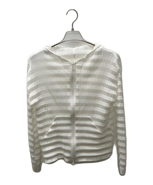 PLEATS PLEASE（プリーツプリーズ）PLEATS PLEASE (プリーツプリーズ) プリーツジップパーカー ホワイト サイズ:4の古着・服飾アイテム