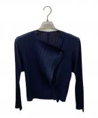 PLEATS PLEASEプリーツプリーズ）の古着「プリーツカーディガン」｜ブルー×ネイビー