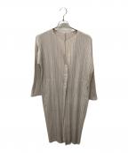 PLEATS PLEASEプリーツプリーズ）の古着「プリーツロングカーディガン」｜ベージュ
