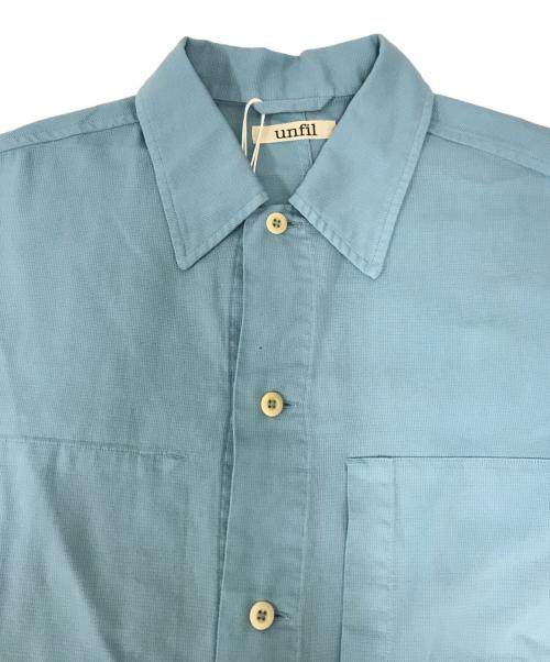 UNFIL（アンフィル）unfil (アンフィル) パナマ コットン シャツジャケット ブルー サイズ:SIZE1 未使用品の古着・服飾アイテム