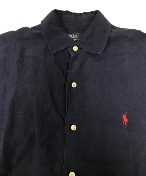 POLO RALPH LAUREN（ポロ・ラルフローレン）POLO RALPH LAUREN (ポロ・ラルフローレン) シルクリネンS/Sシャツ ネイビー サイズ:Ｍの古着・服飾アイテム
