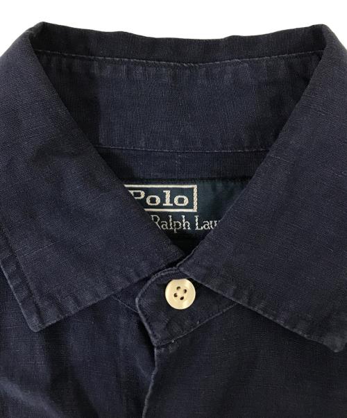POLO RALPH LAUREN（ポロ・ラルフローレン）POLO RALPH LAUREN (ポロ・ラルフローレン) シルクリネンS/Sシャツ ネイビー サイズ:Ｍの古着・服飾アイテム