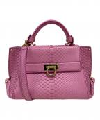 Salvatore Ferragamoサルヴァトーレ フェラガモ）の古着「ガンチーニパイソン2WAYバッグ」｜ピンク