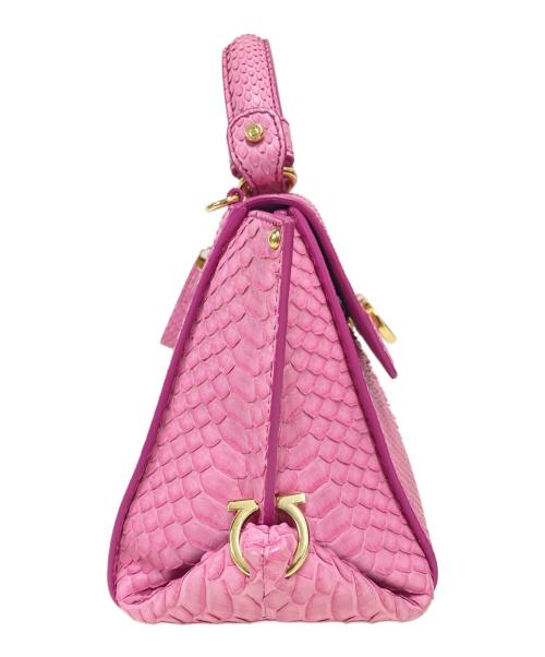 Salvatore Ferragamo（サルヴァトーレ フェラガモ）Salvatore Ferragamo (サルヴァトーレ フェラガモ) ガンチーニパイソン2WAYバッグ ピンクの古着・服飾アイテム