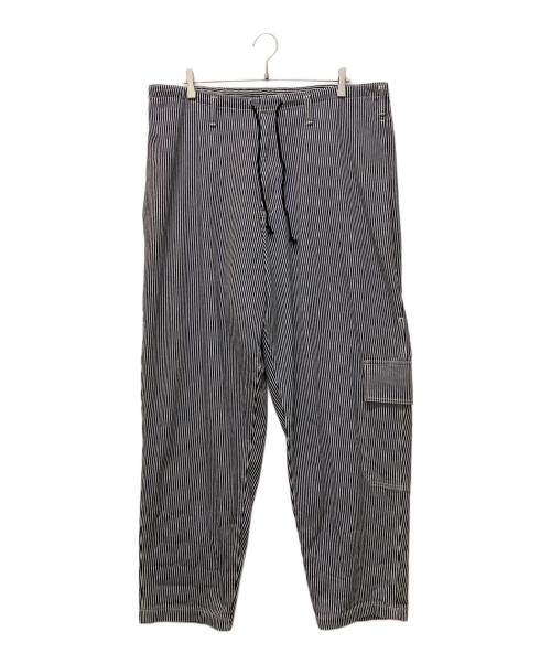 BLACK Scandal Yohji Yamamoto（ブラックスキャンダルヨウジヤマモト）BLACK Scandal Yohji Yamamoto (ブラックスキャンダルヨウジヤマモト) B.S HICKORY A-SIDE TUCK P ネイビー×ホワイト サイズ:4の古着・服飾アイテム