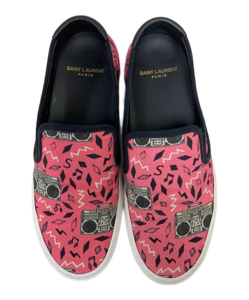 Saint Laurent Paris（サンローランパリ）Saint Laurent Paris (サンローランパリ) Venice Slip On Radio Print Sneaker ピンク サイズ:39 1/2の古着・服飾アイテム