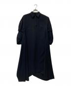 ENFOLDエンフォルド）の古着「PEツイル フレア シャツドレス」｜ネイビー