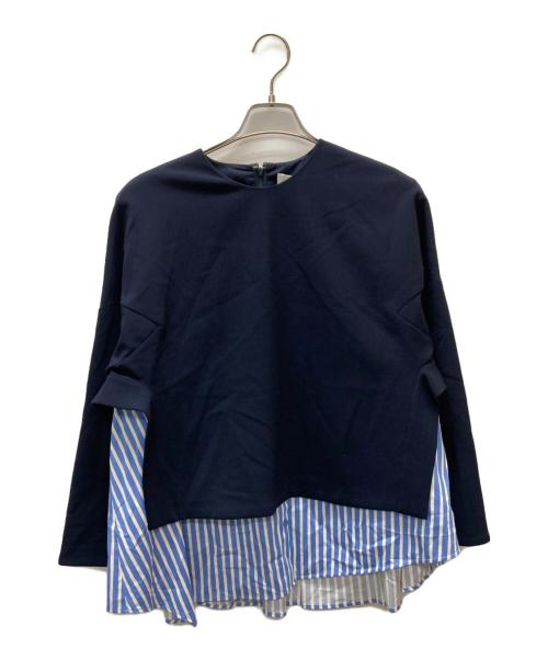 ENFOLD（エンフォルド）ENFOLD (エンフォルド) プルオーバーブラウス ネイビー×ブルー サイズ:38の古着・服飾アイテム