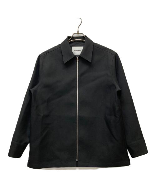 JIL SANDER（ジルサンダー）JIL SANDER (ジルサンダー) ZIP OVERSHIRT JACKET/ウールジップアップシャツジャケット ブラック サイズ:44の古着・服飾アイテム