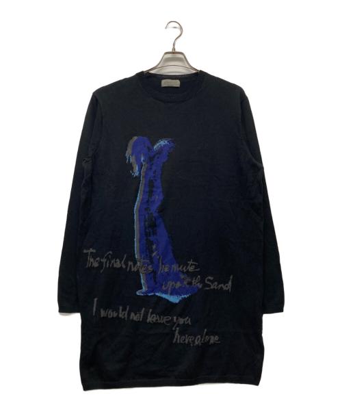 Yohji Yamamoto pour homme（ヨウジヤマモト プールオム）Yohji Yamamoto pour homme (ヨウジヤマモト プールオム) クルーネックロングニット ブラック サイズ:3の古着・服飾アイテム