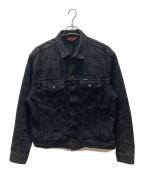 SUPREMEシュプリーム）の古着「Frayed Logos Denim Trucker Jacket」｜ブラック