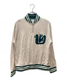SASQUATCHfabrix.（サスクワッチファブリックス）の古着「WARM UP HALF ZIP SHIRTS」｜アイボリー×グリーン