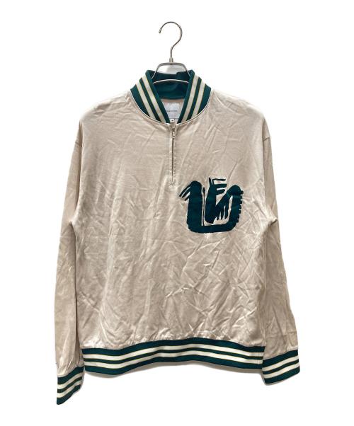 SASQUATCHfabrix.（サスクワッチファブリックス）SASQUATCHfabrix. (サスクワッチファブリックス) WARM UP HALF ZIP SHIRTS アイボリー×グリーン サイズ:Lの古着・服飾アイテム