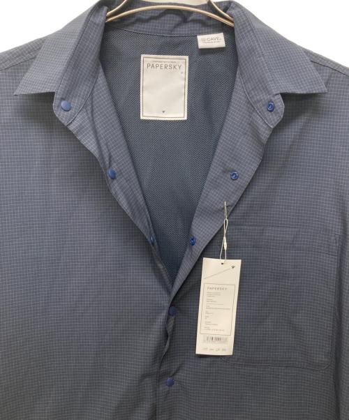 PAPERSKY（ペーパースカイ）PAPERSKY (ペーパースカイ) MAGAZINE CHECK BIG HALF SHIRT ネイビー サイズ:Mの古着・服飾アイテム
