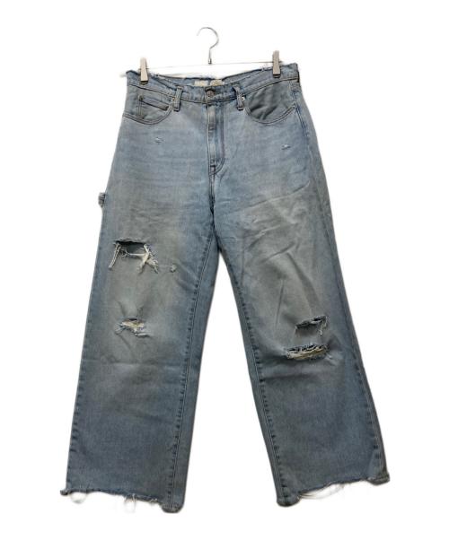 ERL（イーアールエル）ERL (イーアールエル) LEVI'S (リーバイス) コラボダメージ加工デニムパンツ スカイブルー サイズ:SIZE W32の古着・服飾アイテム