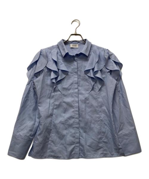 CELFORD（セルフォード）CELFORD (セルフォード) HANAE MORI (ハナエモリ) ラッフルボリュームシャツ スカイブルー サイズ:38の古着・服飾アイテム