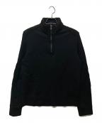 RALPH LAUREN BlackLabelラルフローレンブラックレーベル）の古着「レザー切替ハーフジップスウェット」｜ブラック