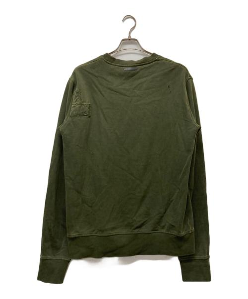 DIESEL Black Gold（ディーゼル ブラック ゴールド）DIESEL BLACK GOLD (ディーゼル ブラック ゴールド) ダメージ加工スウェット カーキ サイズ:Ｌの古着・服飾アイテム
