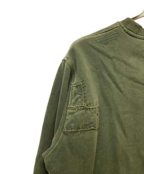 DIESEL Black Gold（ディーゼル ブラック ゴールド）DIESEL BLACK GOLD (ディーゼル ブラック ゴールド) ダメージ加工スウェット カーキ サイズ:Ｌの古着・服飾アイテム