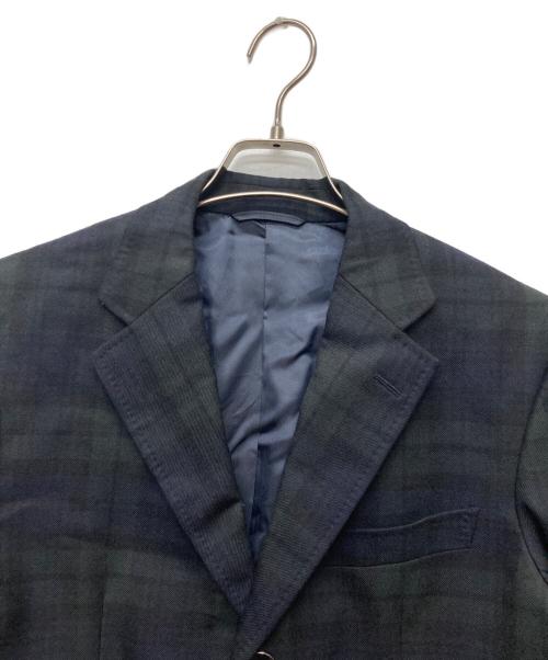 Pilgrim（ピルグリム）PILGRIM (ピルグリム) Super100'sウールサキソニー ブラックウォッチ シングルブレステッド3Bジャケット グリーン×ネイビー サイズ:46の古着・服飾アイテム