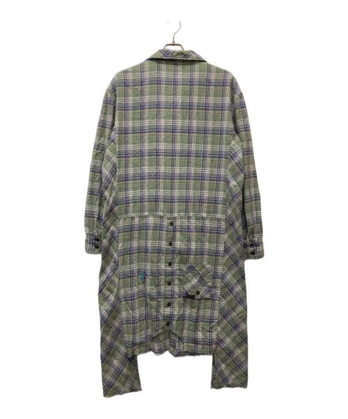 Hysteric Glamour（ヒステリックグラマー）Hysteric Glamour (ヒステリックグラマー) BREAKER刺繍 グランジカスタムシャツワンピース グリーン サイズ:FREEの古着・服飾アイテム