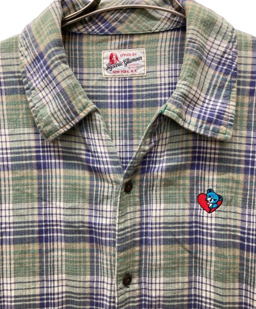 Hysteric Glamour（ヒステリックグラマー）Hysteric Glamour (ヒステリックグラマー) BREAKER刺繍 グランジカスタムシャツワンピース グリーン サイズ:FREEの古着・服飾アイテム
