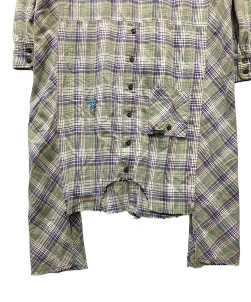 Hysteric Glamour（ヒステリックグラマー）Hysteric Glamour (ヒステリックグラマー) BREAKER刺繍 グランジカスタムシャツワンピース グリーン サイズ:FREEの古着・服飾アイテム