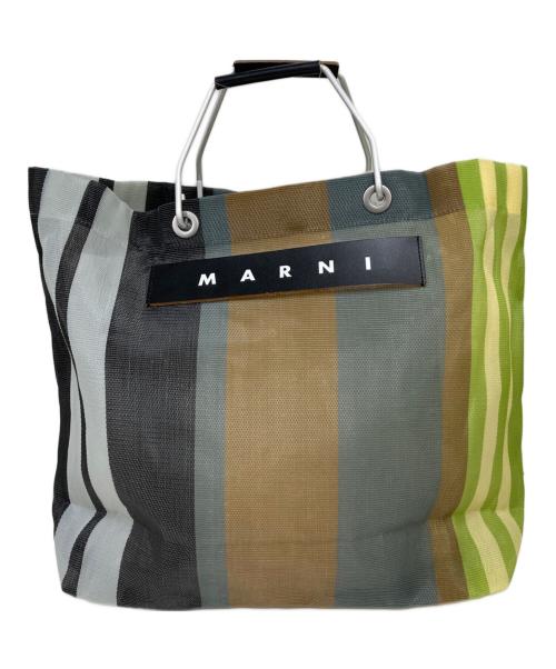 MARNI（マルニ）MARNI (マルニ) マーケットストライプトートバッグ グレー×イエローの古着・服飾アイテム