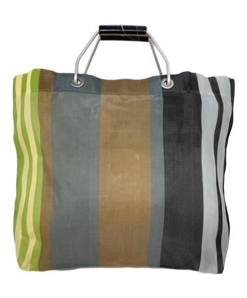 MARNI（マルニ）MARNI (マルニ) マーケットストライプトートバッグ グレー×イエローの古着・服飾アイテム