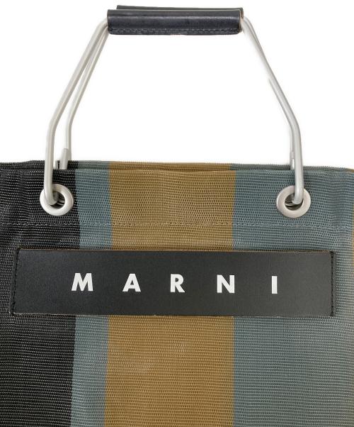 MARNI（マルニ）MARNI (マルニ) マーケットストライプトートバッグ グレー×イエローの古着・服飾アイテム