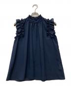 La boutique BonBonラブティックボンボン）の古着「フリルノースリブラウス」｜ネイビー