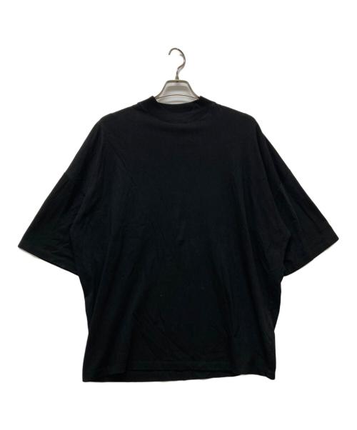 JIL SANDER（ジルサンダー）JIL SANDER (ジルサンダー) モックネック コットンオーバーサイズTシャツ ブラック サイズ:Ｌの古着・服飾アイテム