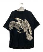 New Eraニューエラ）の古着「ROW PRINT ROUND HEM SHORT SLEEVES TEE」｜ブラック