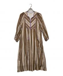 ne quittez pas（ヌキテパ）の古着「COTTON VOILE STRIPE DRESS」｜ブラウン