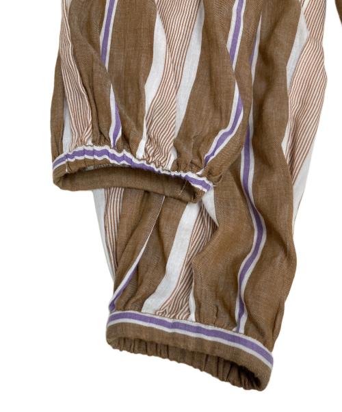 ne quittez pas（ヌキテパ）ne quittez pas (ヌキテパ) COTTON VOILE STRIPE DRESS ブラウン サイズ:SIZE Sの古着・服飾アイテム