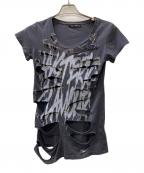 Hysteric Glamourヒステリックグラマー）の古着「ダメージTシャツ」｜ブラック