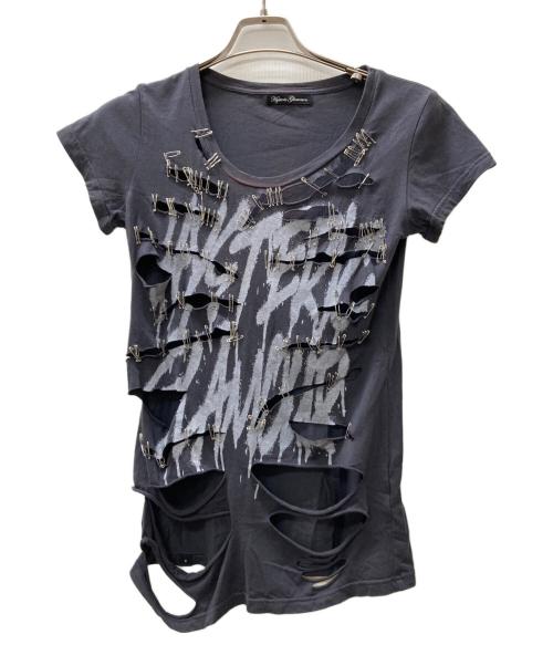 Hysteric Glamour（ヒステリックグラマー）Hysteric Glamour (ヒステリックグラマー) ダメージTシャツ ブラック サイズ:FREEの古着・服飾アイテム