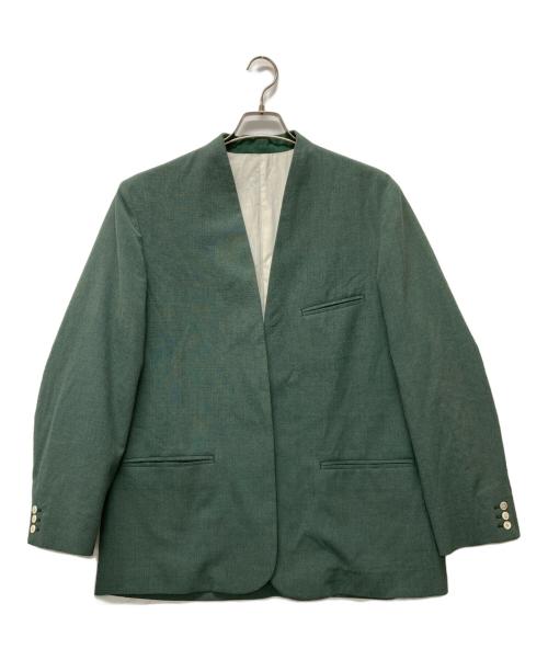 seya.（セヤ）seya. (セヤ) ウールシルクコットンノーカラージャケット グリーン サイズ:Lの古着・服飾アイテム