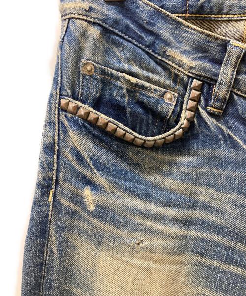 Hysteric Glamour（ヒステリックグラマー）Hysteric Glamour (ヒステリックグラマー) ダメージスタッズデニムパンツ インディゴ サイズ:XXSの古着・服飾アイテム