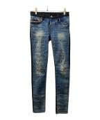 Hysteric Glamourヒステリックグラマー）の古着「切替スタッズデニムパンツ」｜インディゴ