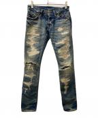 Hysteric Glamourヒステリックグラマー）の古着「スタッズダメージデニムパンツ」｜インディゴ