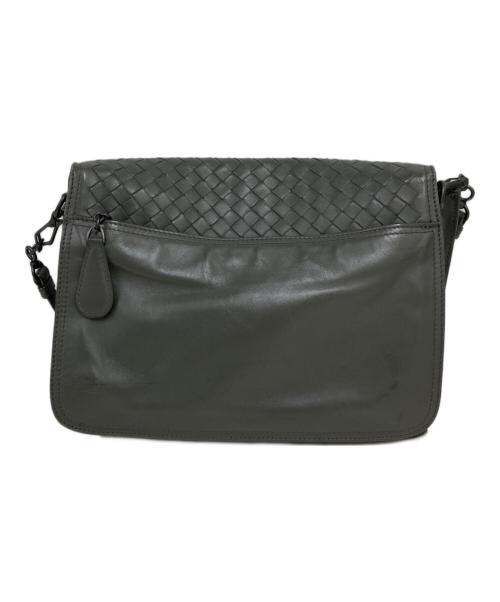 BOTTEGA VENETA（ボッテガベネタ）BOTTEGA VENETA (ボッテガベネタ) イントレチャートレザーショルダーバッグ グレーの古着・服飾アイテム