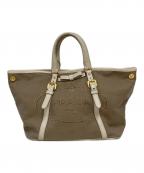 PRADAプラダ）の古着「ロゴジャガード2WAYハンドバッグ」｜ベージュ