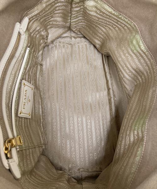 PRADA（プラダ）PRADA (プラダ) ロゴジャガード2WAYハンドバッグ ベージュの古着・服飾アイテム