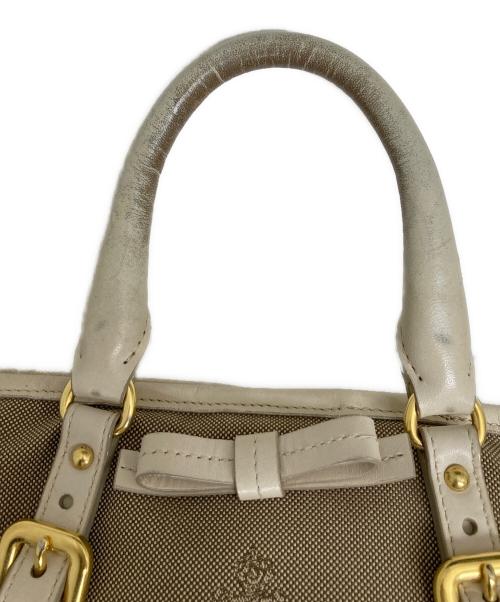 PRADA（プラダ）PRADA (プラダ) ロゴジャガード2WAYハンドバッグ ベージュの古着・服飾アイテム