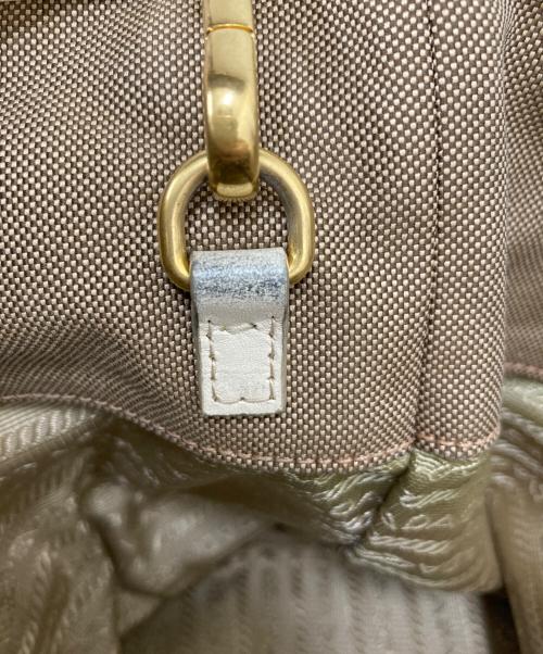 PRADA（プラダ）PRADA (プラダ) ロゴジャガード2WAYハンドバッグ ベージュの古着・服飾アイテム
