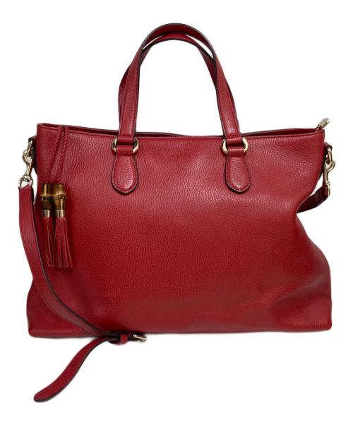 GUCCI（グッチ）GUCCI (グッチ) 2WAYレザートートバッグ レッドの古着・服飾アイテム